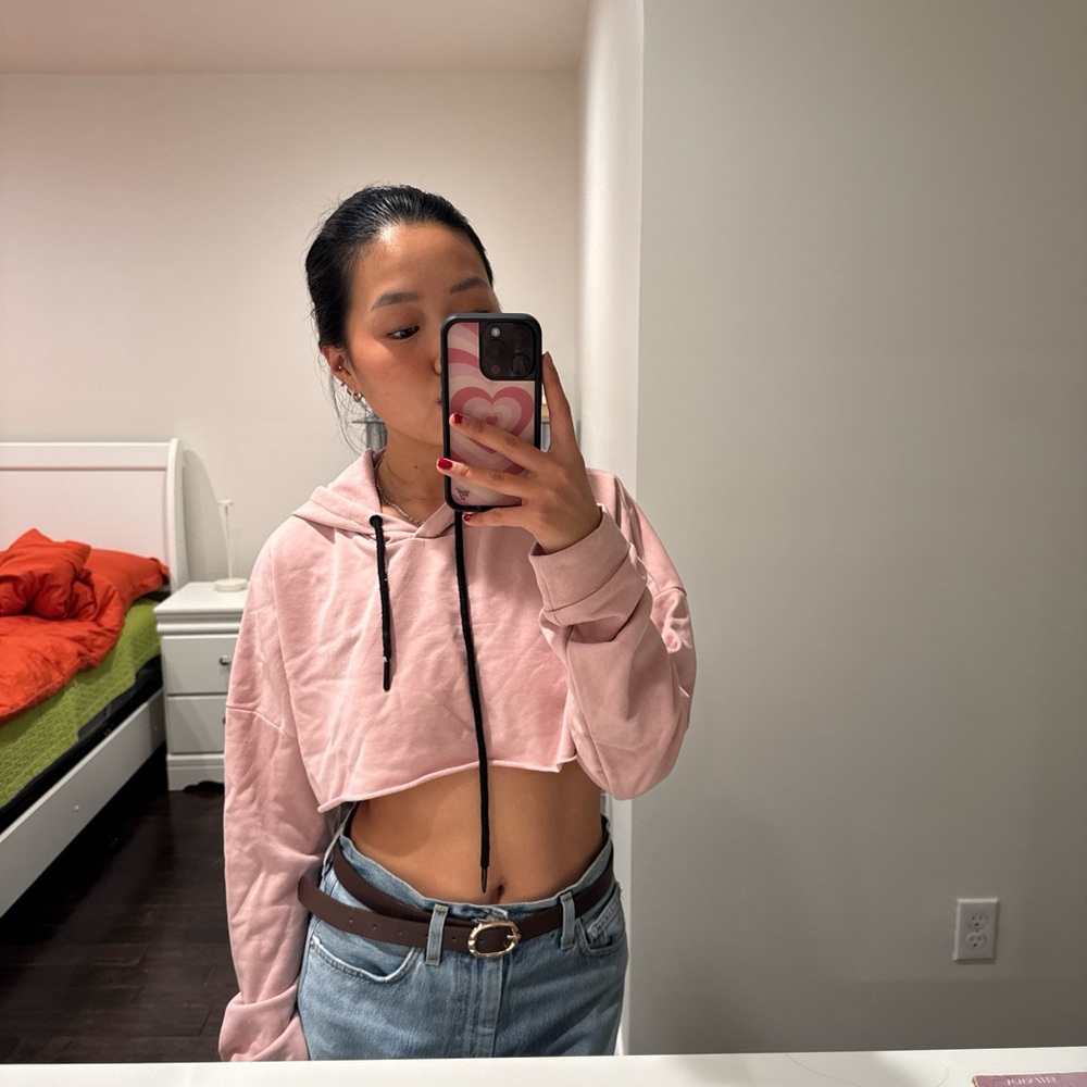 LF Pink Cropped Hoodie